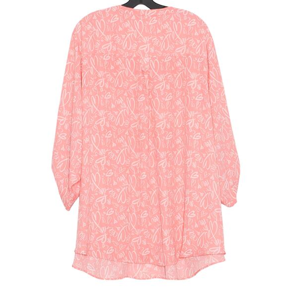 Torrid Top Harper Heart 3/4 Sleeve Coquette Cottagecore Feminine Boho Pink 6 6X - Picture 2 of 6
